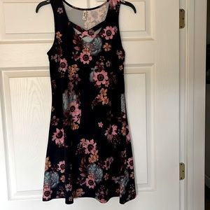 Dress- Small- navy blue with colored flowers